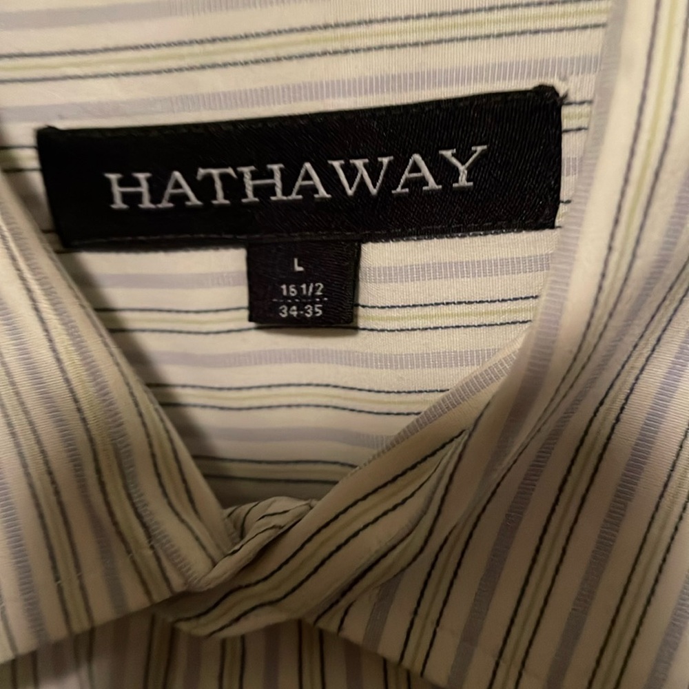 Hathaway men’s size large 16 1/2/34–35 dress shirt striped.